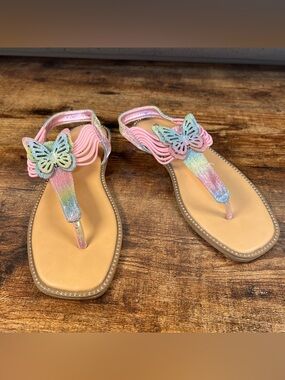 Steve Madden Sandals Butterfly Rainbow Sparkle JCaptive Thong Toe Sling Back 5